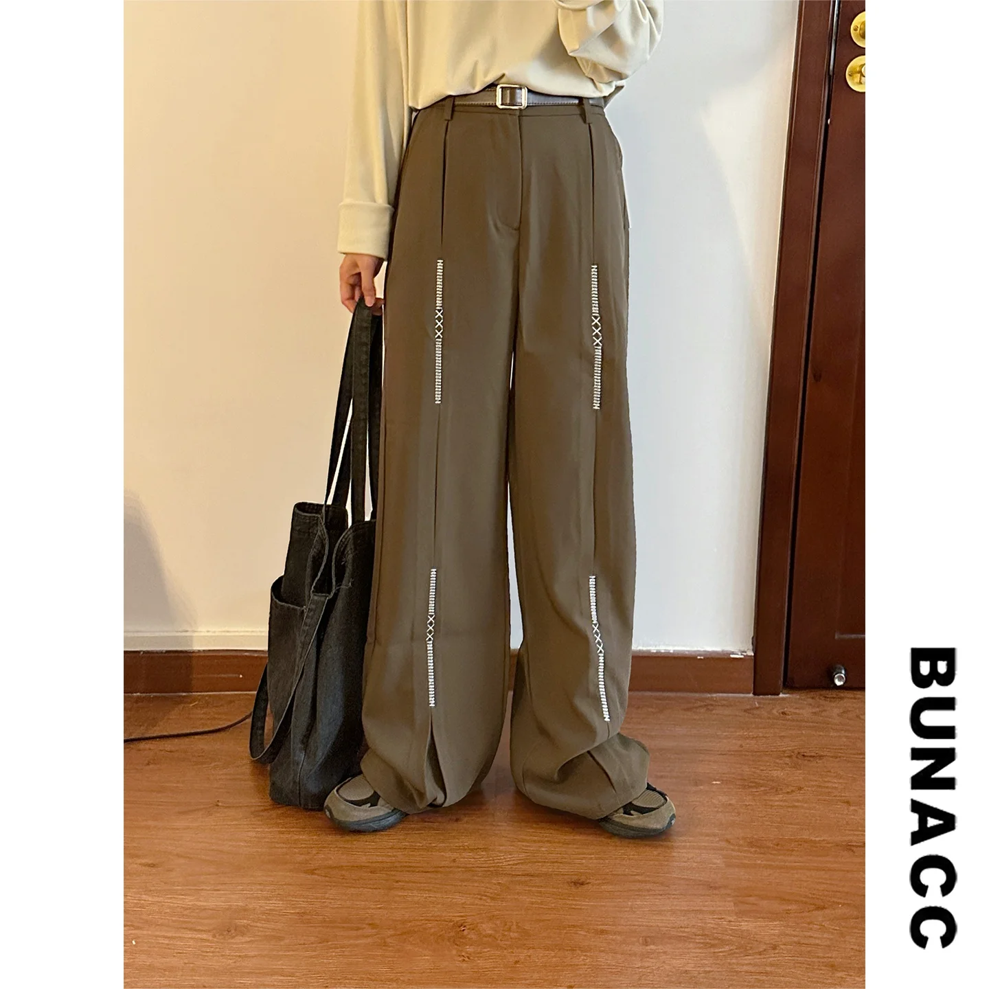 

High Waist Straight Leg Pants Loose Wide Leg Trousers ex Casual Comfortable Autumn Winter Faion Design Sensation Trousers