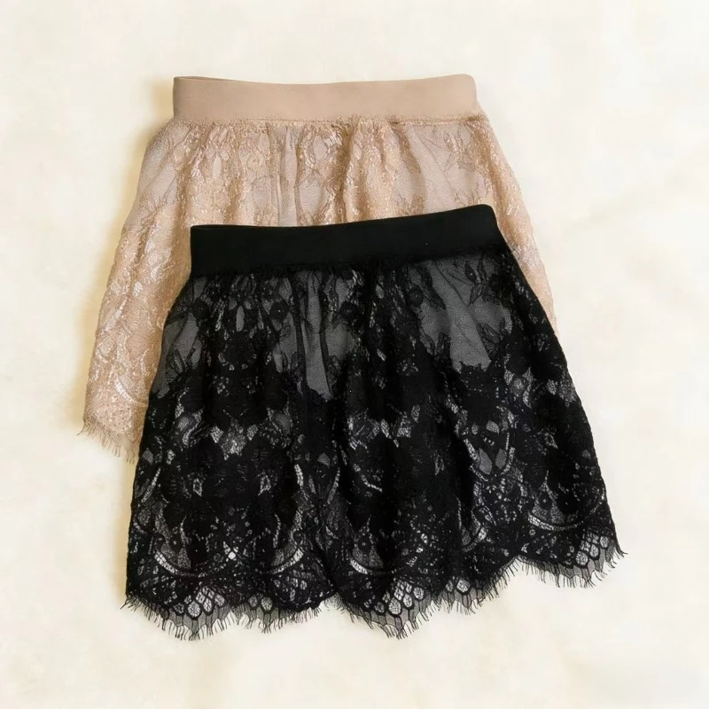 Rok Mini Seksi Transparan Berbahan Renda Jaring Wanita Rok Mini Musim Panas Warna Solid Rok Mikro Pendek Wanita Rok Dalam Wanita