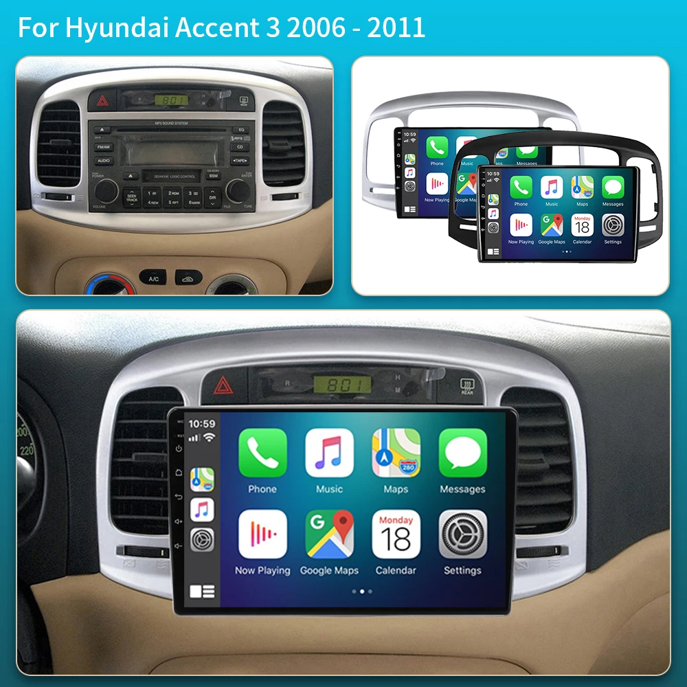 Car Radio Multimedia For Hyundai Accent 3 2006 - 2012 Android Auto Video Player GPS Navigation 8 Core Player No 2din DVD Stereo