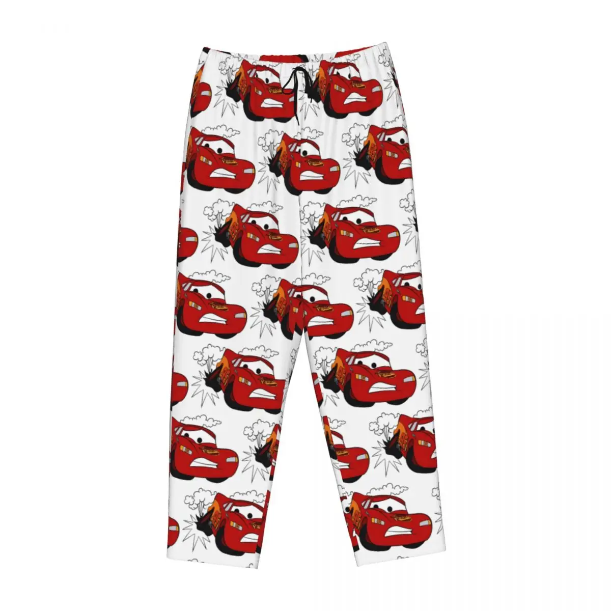 Custom Printed Women\'s Lightning Mcqueen Cartoon Cars Pajama Pants Sleepwear Sleep Lounge Bottoms with Pockets