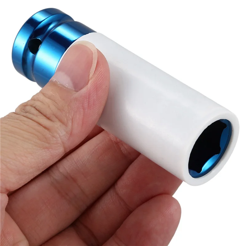 2x roda de liga 1/2 Polegada unidade 17mm conjunto parede fina soquete porca impacto profundo azul