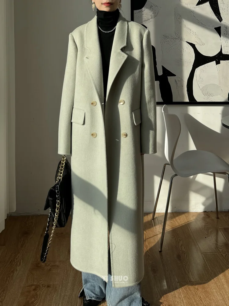 2025 Winter New High end Brown Double sided Wool Coat Women Long