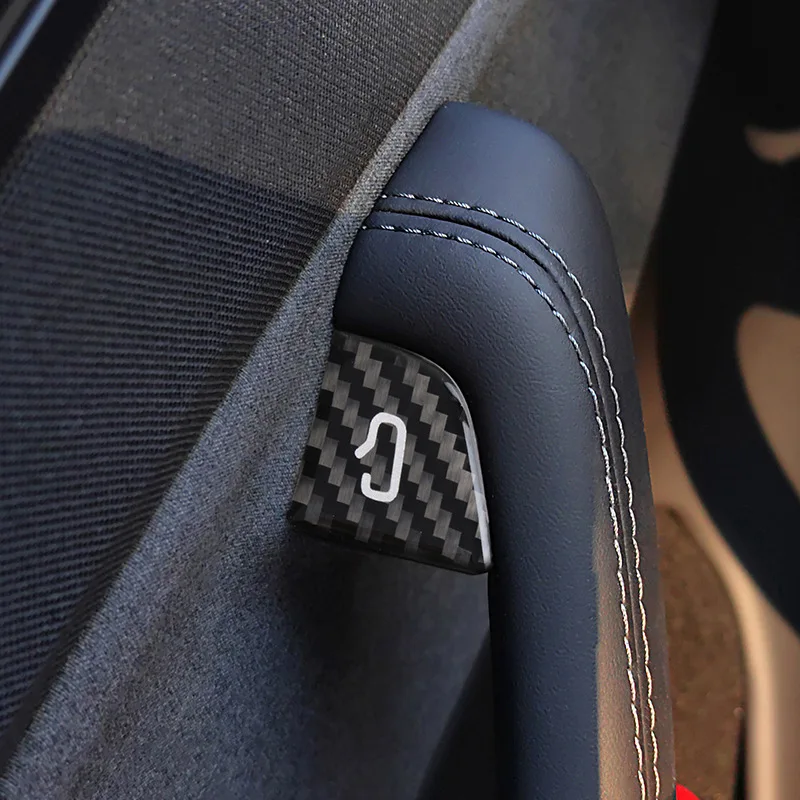 For Tesla Model 3 Y Juniper Highland 2025 2026 Open Door Switch Cover Button Trim Stickers Carbon Fiber Car Decor Accessories