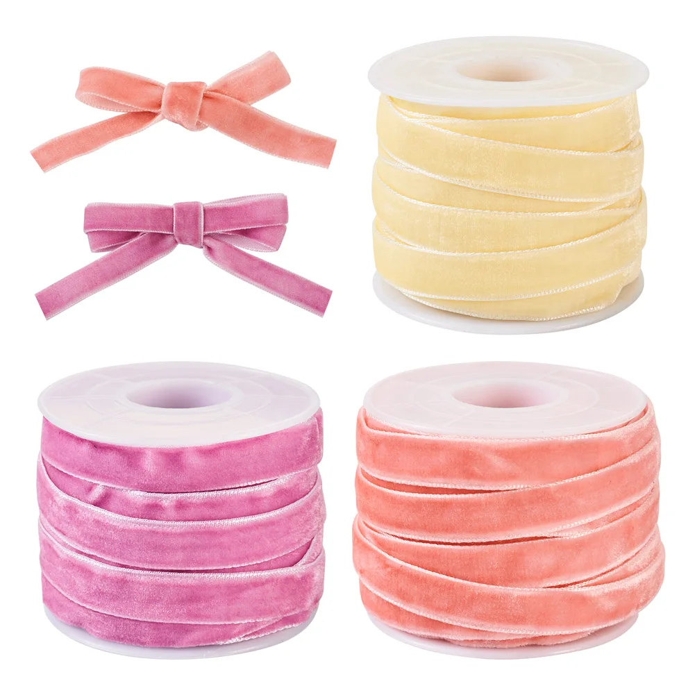 10 yards/roll 3 Colors Single Face Velvet Ribbon Cord For Gift Wrapping DIY Hair Bowknot Party Decoration 9.5~10mm