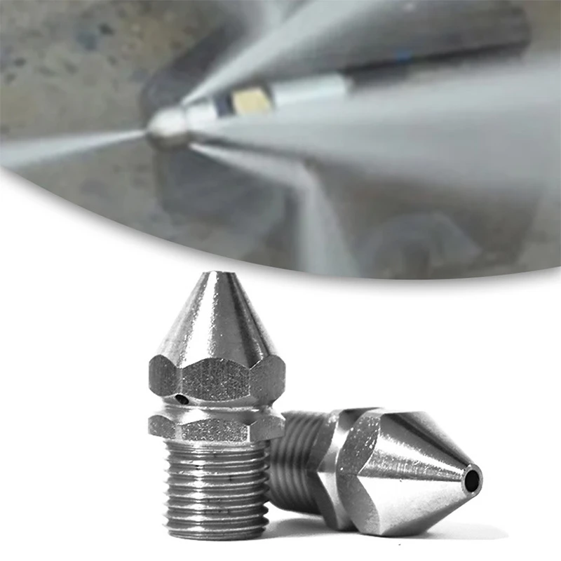 Pipe Cleaning Nozzle Stainless Steel High Pressure 4 Hole Design Sewer Jetter Nozzle for Sewer Pipeline Cleaning G1/4in Male