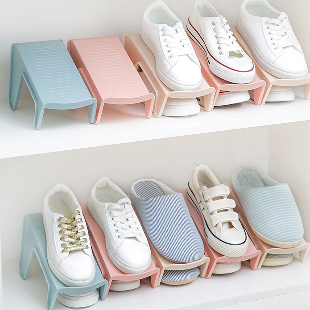 

4pcs Shoe Rack Household Storage Organizer Closet Shoes Holder Stand Lightweight PP Non Slip Practical Hotel Shoe Shop