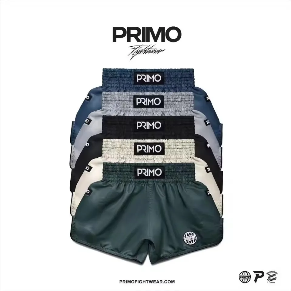 Pantalones Muay Thai Pantalones cortos de boxeo profesionales PRIMO Multi Color Muay Thai Auténtico Fabricación tailandesa Entrenamiento para hombres y mujeres