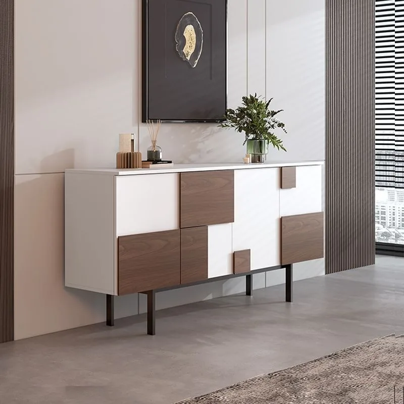 サイドキャビネット食事準備ロッカーデザイナーハイセンスブラックウォールナット無垢材リビングルーム玄関キャビネット