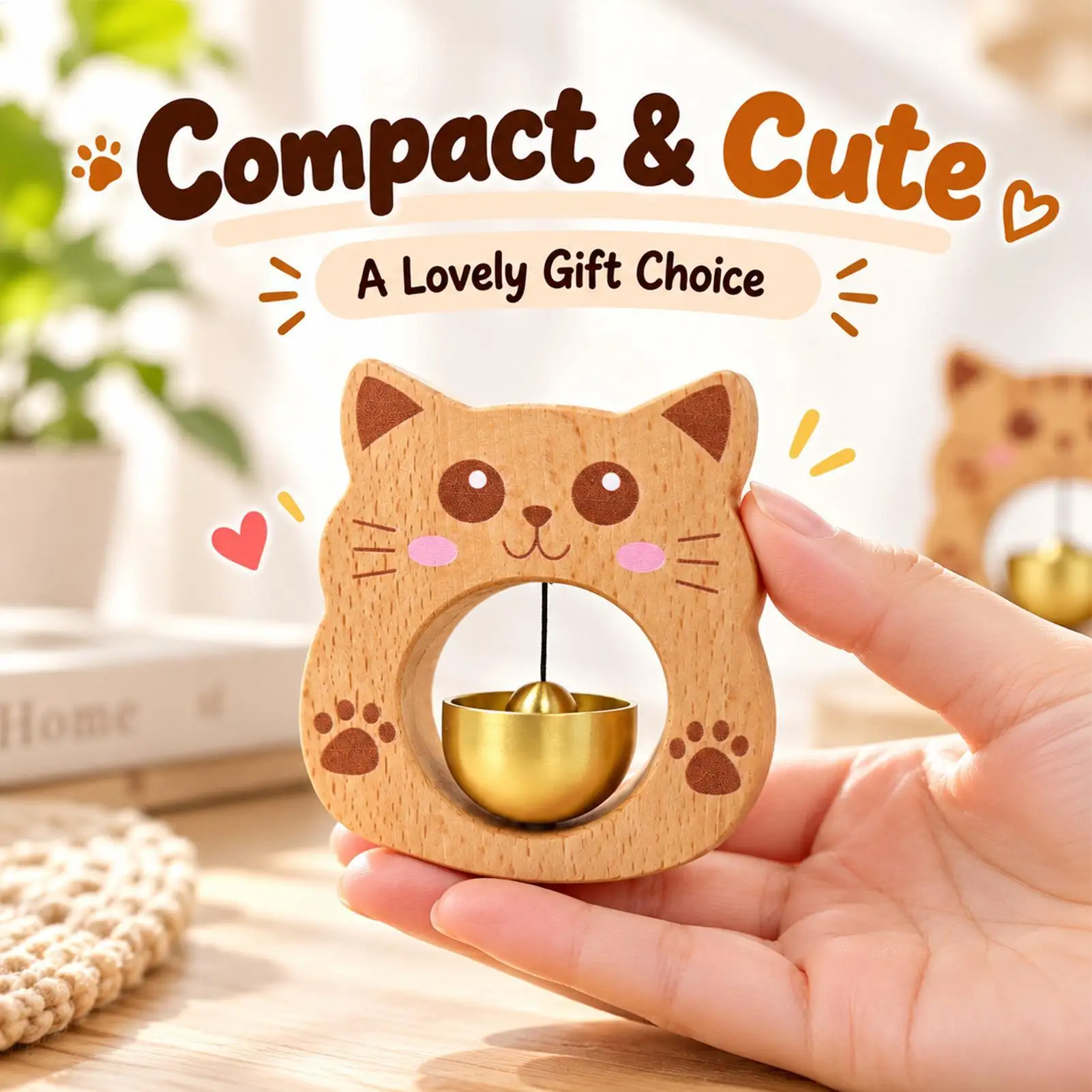 Door Bell Magnetic Household Chime Cat Shaped Decor Wood Shopkeepers Bells For Business Entry Wall Store Wardrobe Fridge