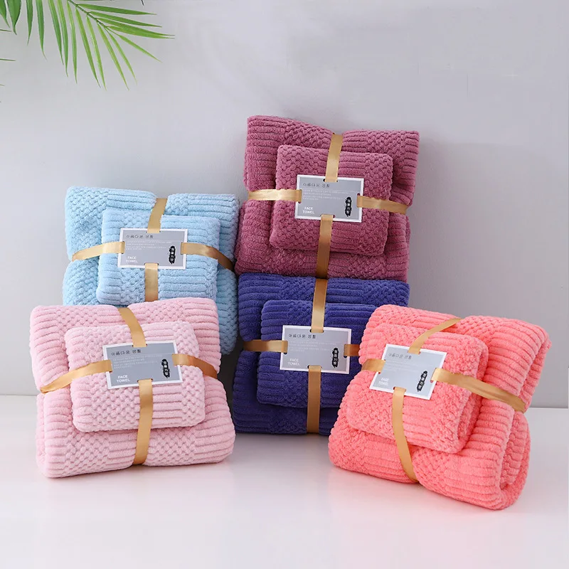 Set handuk mandi serat mikro, Set handuk mandi menyerap bulu karang, handuk tangan renang, Set handuk mikrofiber