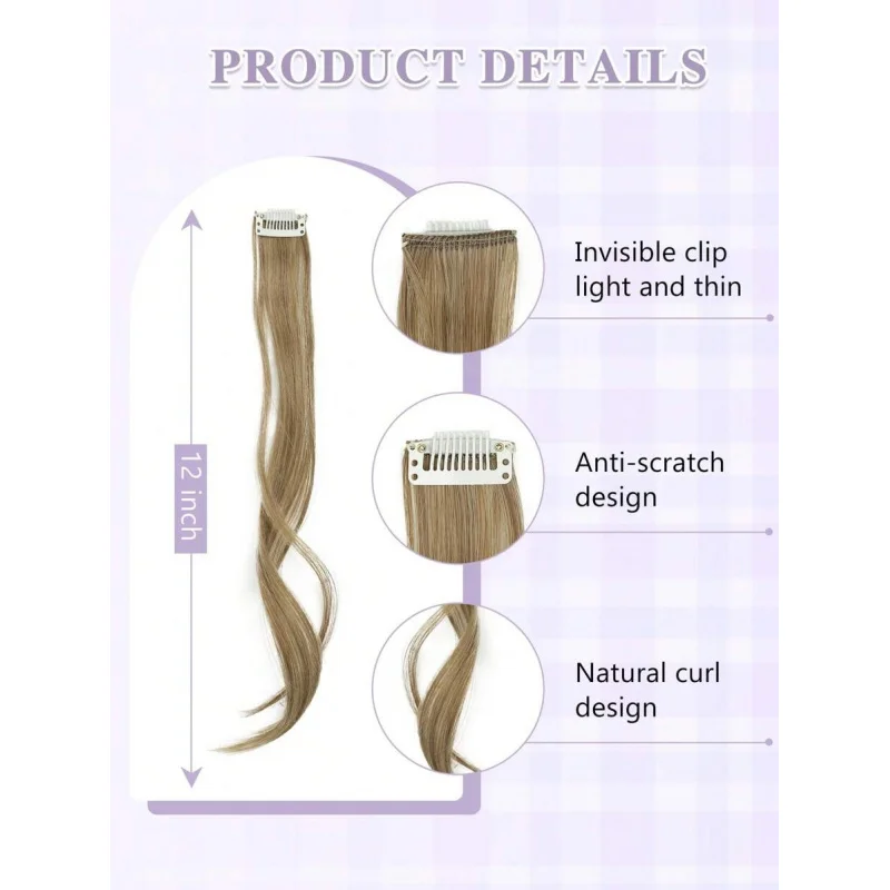 2Pcs Side Bangs Clip-On With Long Sideburns – Synthetic Clip-In Goatee Bangs Wig For Women