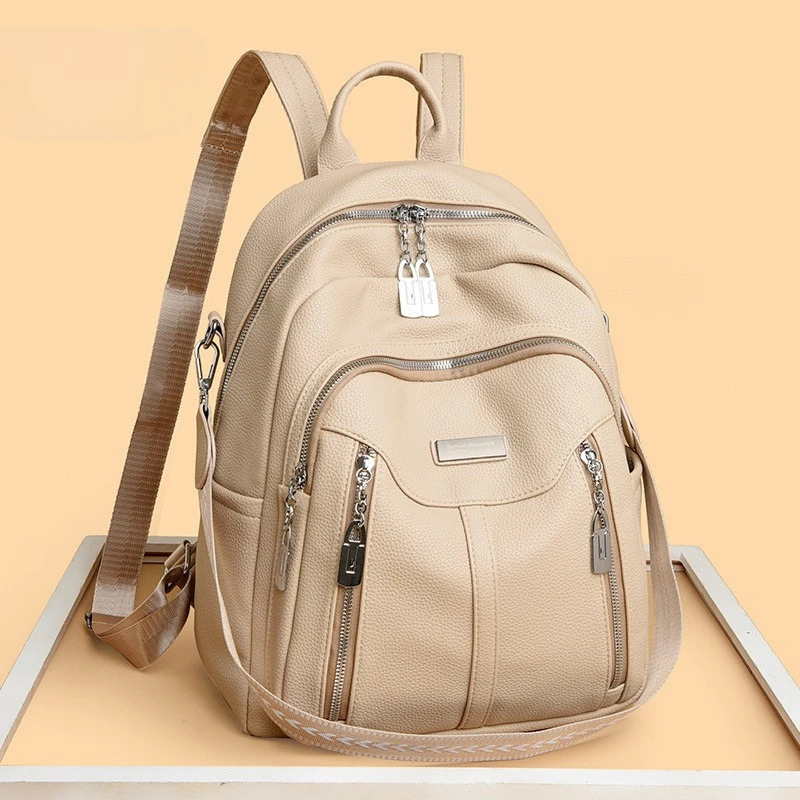 Fashion Backpack Women's New Trend European and American Fashion Leather Backpack Retro Travel Waterproof Backpack