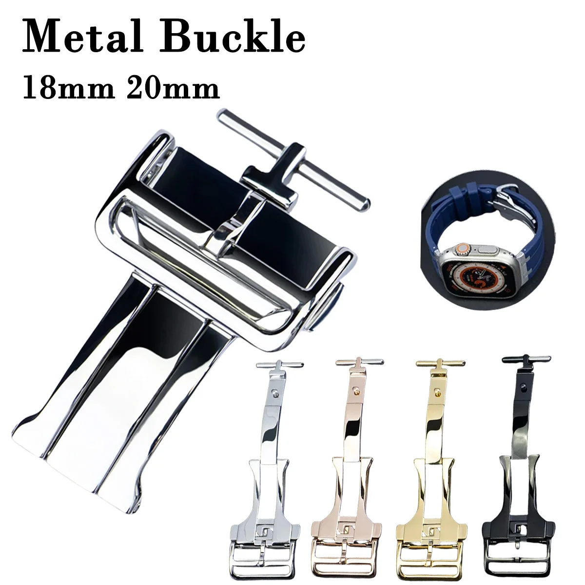 

Пряжка из нержавеющей стали для Apple Watch 18 мм 20 мм, металлическая складная застежка для часов Huawei, ремешок для часов, аксессуары для часов