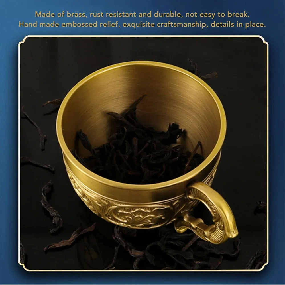 Teacups Embossed Carving Drinking Coffee Mug Craft 150ml Drinking Tea Cup Brass Kung Fu Teacup Carnival Party