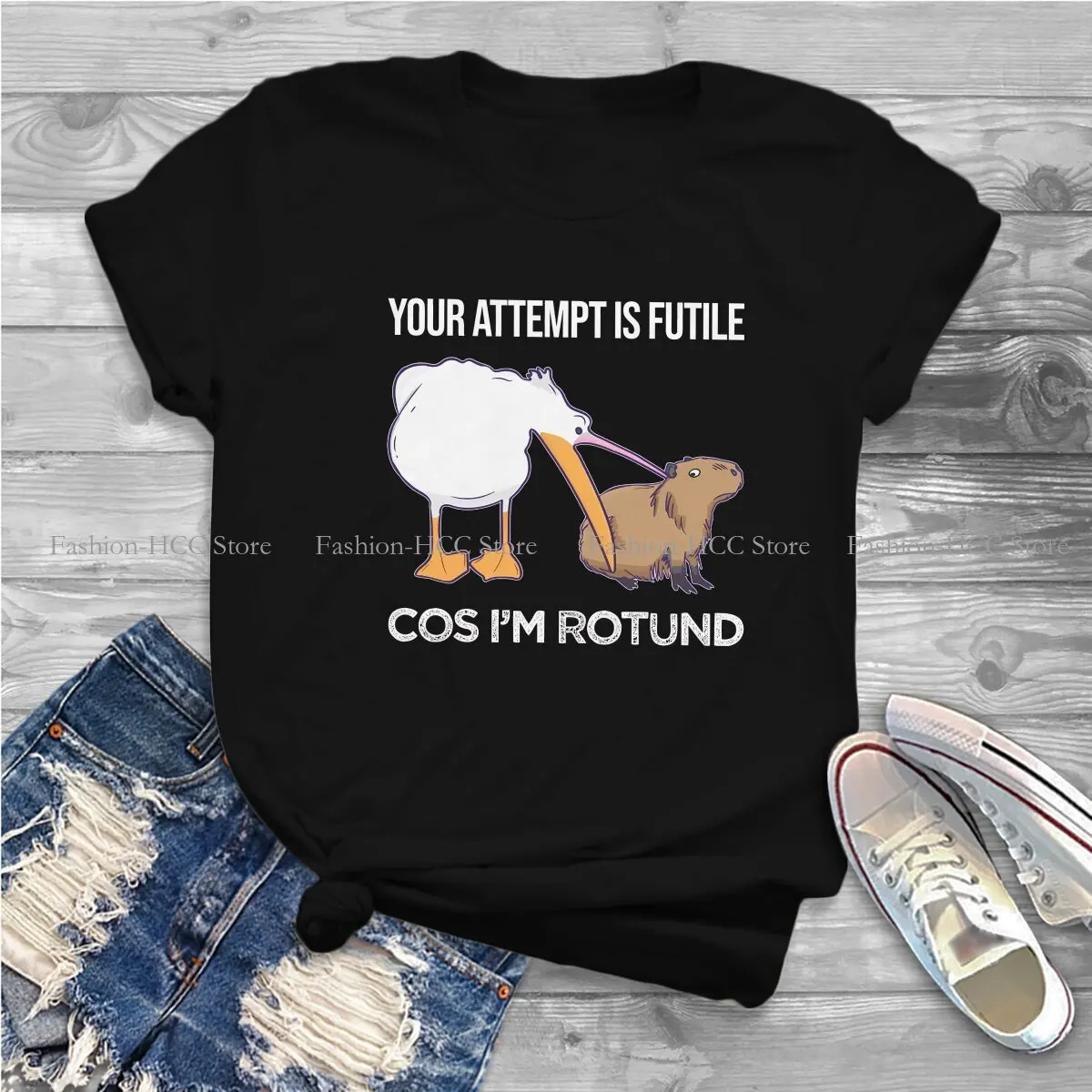 I'm Rotund Baby Capybara Pelican Harajuku Polyester TShirt  Creative Tops Comfortable T Shirt Women