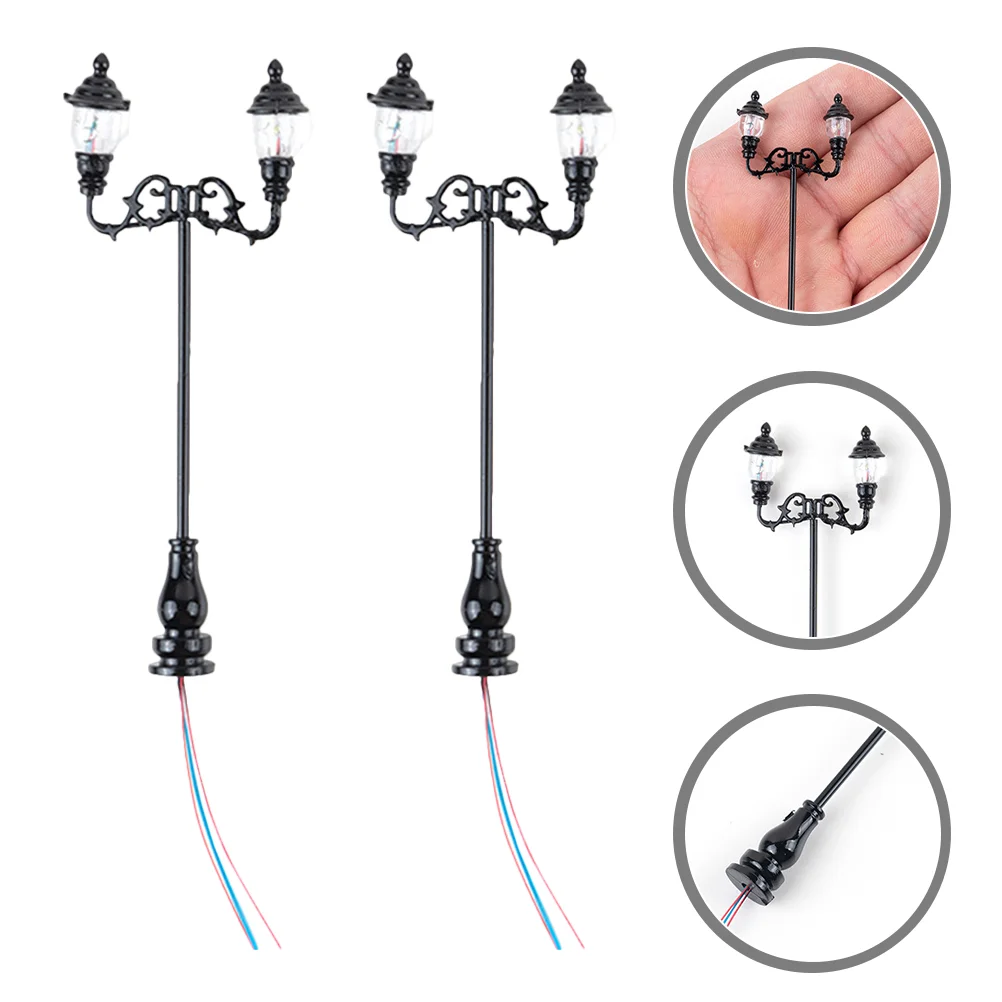 Micro réverbère de jardin de paysage, figurine de table de sable, jouets, décor de feux de circulation, modèle de lampe l'inventaire pour le bricolage, 2 pièces