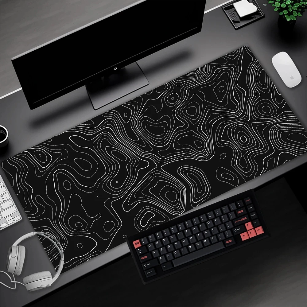 Topographic Mousepad Black Strata Liquid Desk Mat Dropshipping Niches Custom Carpet Minimalist Gamer Office Accessory