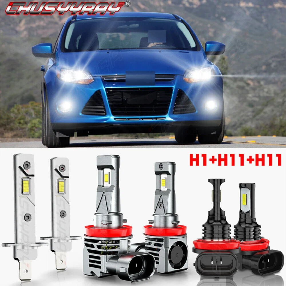 XWQHJW Car lights Para For Ford Focus 2012-2018 H1 H11 H11 faros LED de alta / baja luz de niebla Led headlight