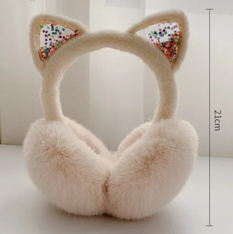 

Winter Cat Ear Earmuffs for Kids Girls Foldable Warm Ear Protect Cute Faux Fur Soft Fluffy Earcap Children Cover Ear Muff