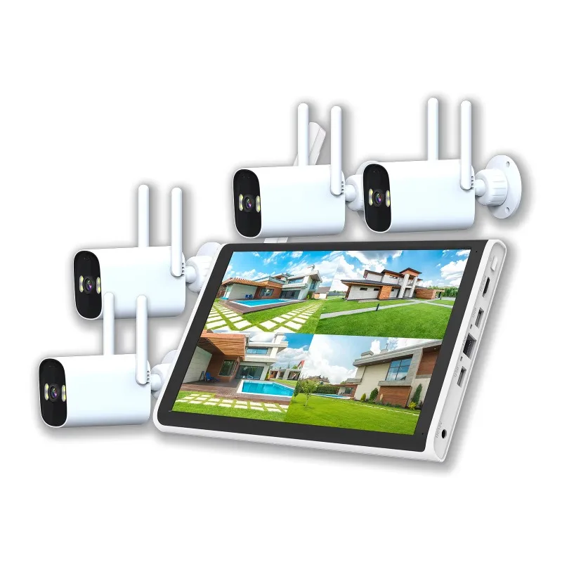 10.1 Inch LCD 4K Outdoor Wireless NVR CCTV WiFi Camera Kits Auto Human Motion Tracking IP66 Waterproof & IR Color Night Vision