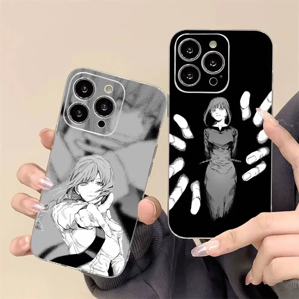 

Anime C-Chainsaw M-Makima Phone Case For iPhone17,16,15,14,13,12,11 Plus,Pro Max Soft Transparent Cover