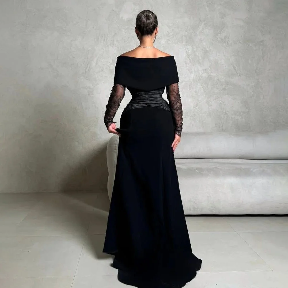 Customized Mermaid Evening Dress Gorgeous Satin Prom Dresses Lace Applique Formal Occasion Shining V Neck Party Gown Robe Soiree