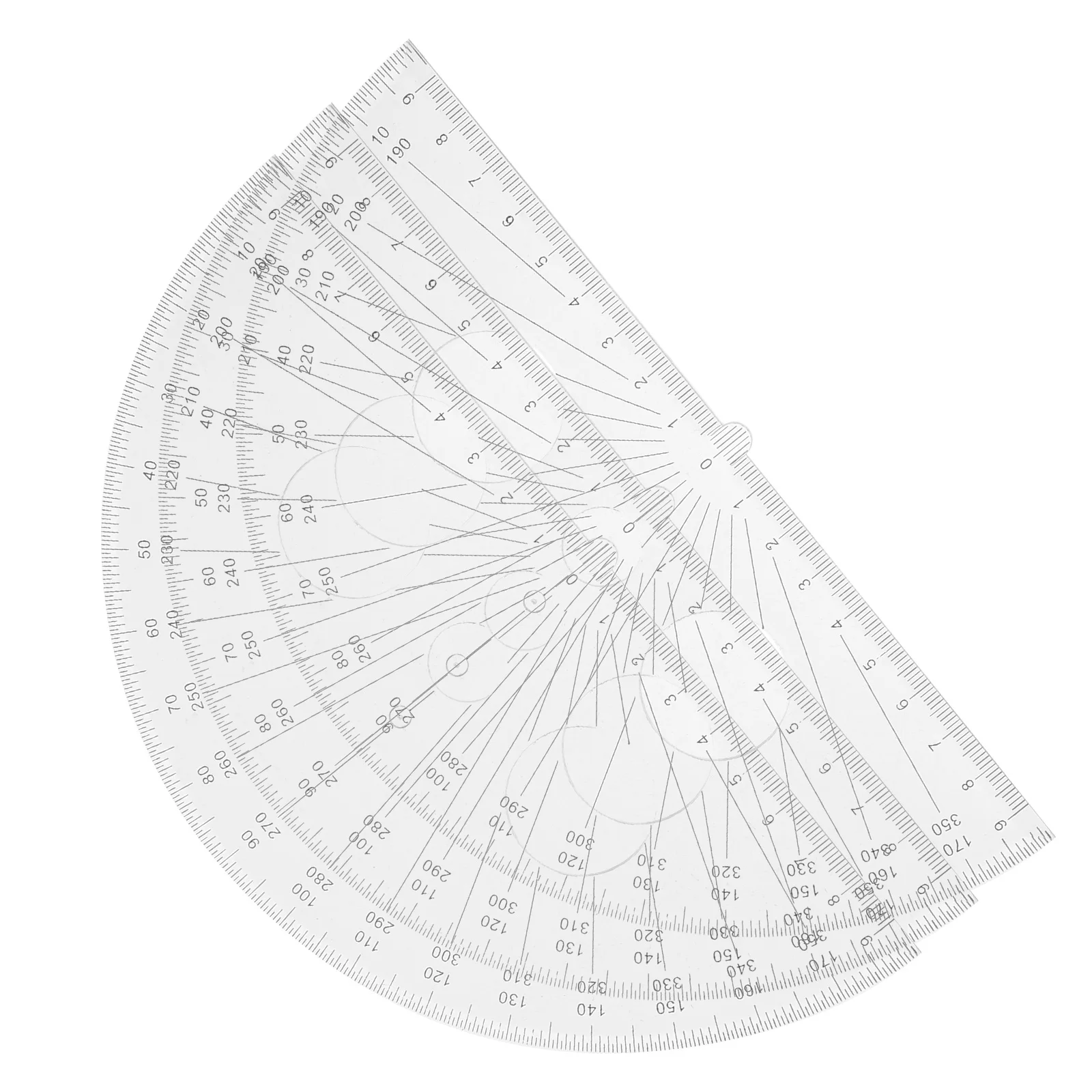 3 pezzi multifunzionali 180 °   Goniometro in plastica trasparente semicerchio strumento di misurazione geometrica per l'aula scolastica uso domestico versatile