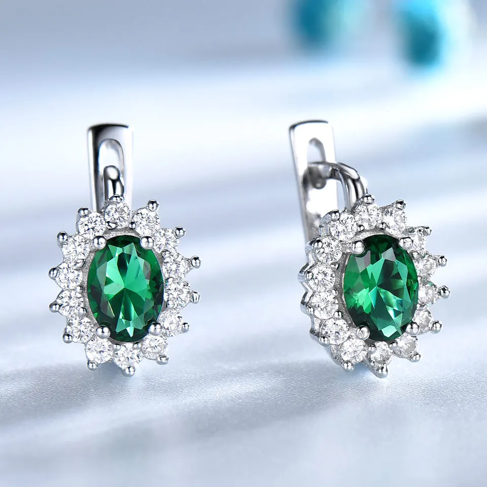 Oval 5*7mm Earring Emerald Clip Earrings Flower Earring for Women Engagement Fashion Jewelry