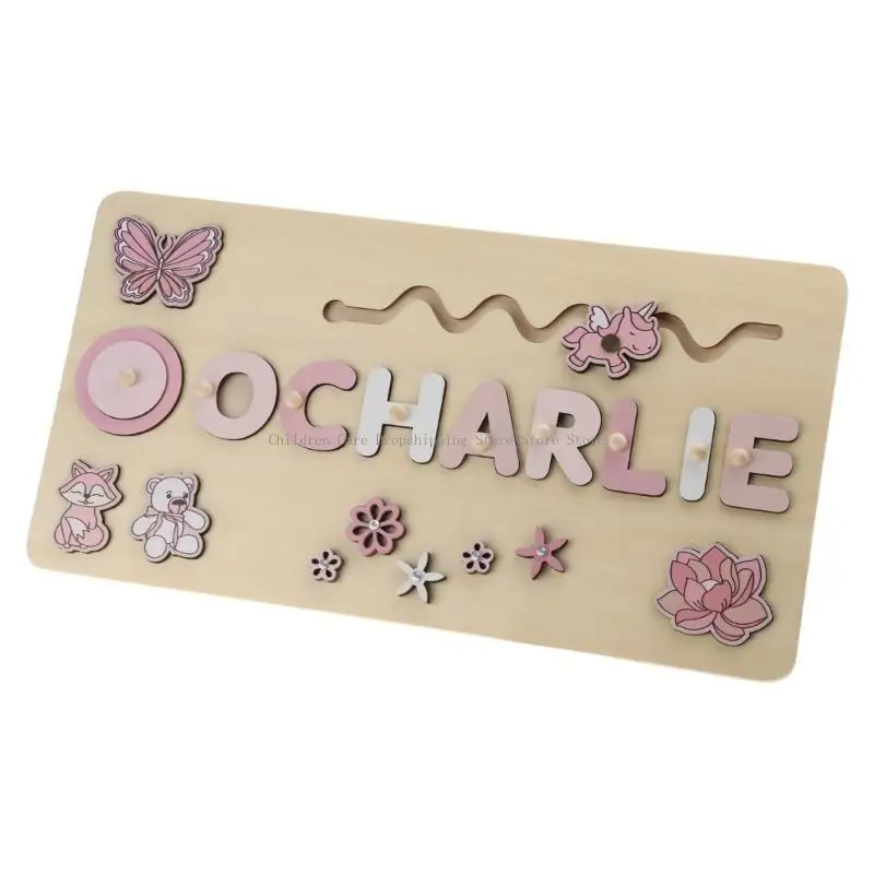 Wooden Name Puzzle for Baby Game Board 3-D Puzzle Educational Matching Developmental Toy