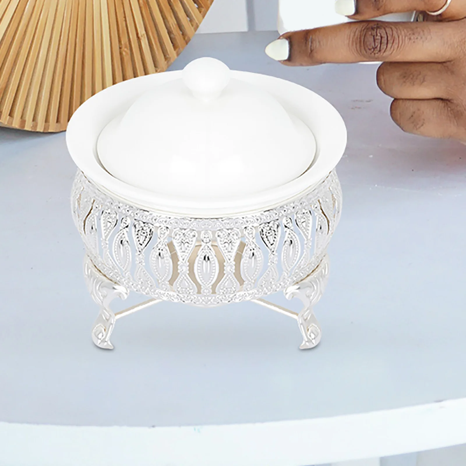 

Stainless Steel Ceramic Tea Warmer Stand Non-Slip Base for Teapot Kettle Heat Retaining European Style Household Decor