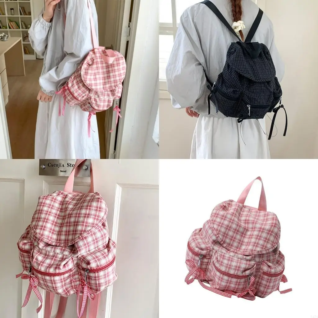 

Student School Bag Travel Backpacks Retro Backpacks Plaids Backpacks Japanese Styles Casual Daypacks for Girl 547A