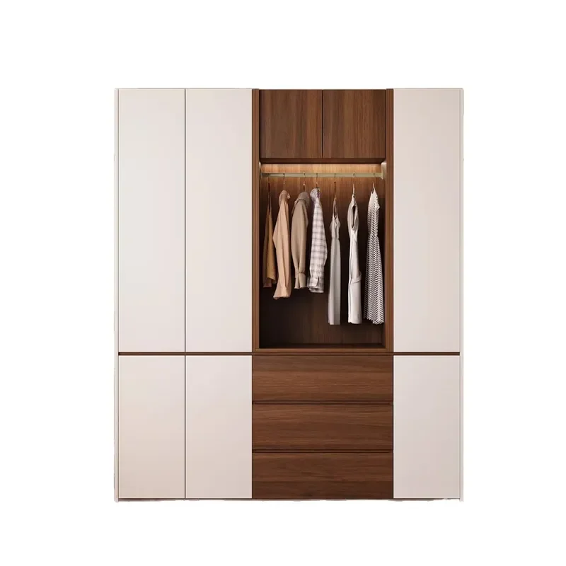 Solid Wood Wardrobe Oak Door Segmented Bedroom Closet Hanging Cloakroom Storage Floor Cabinet