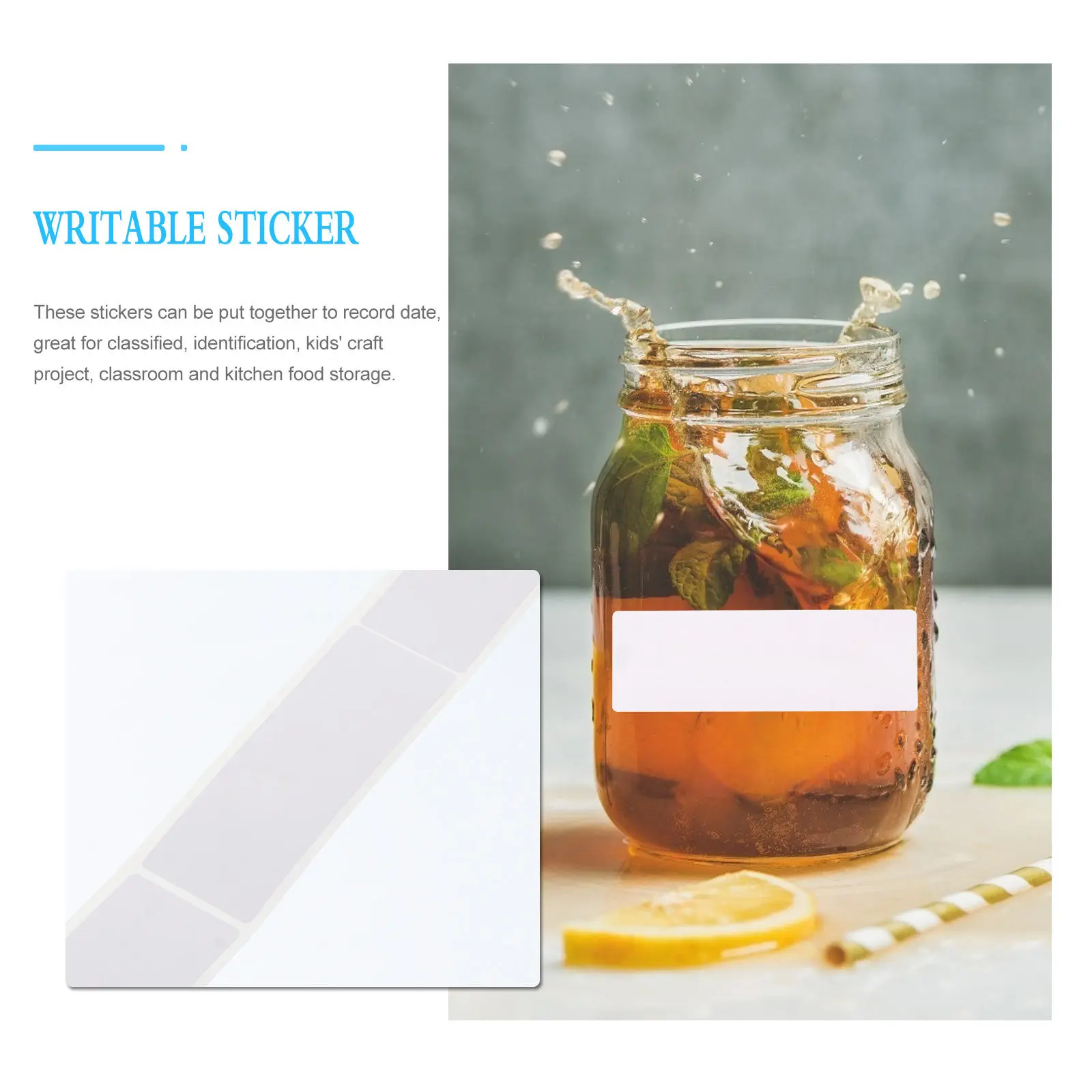 Blank Food Category Labels 1 Roll Self-Adhesive Writable Stickers for Home Food Classification Craft Teaching Learning