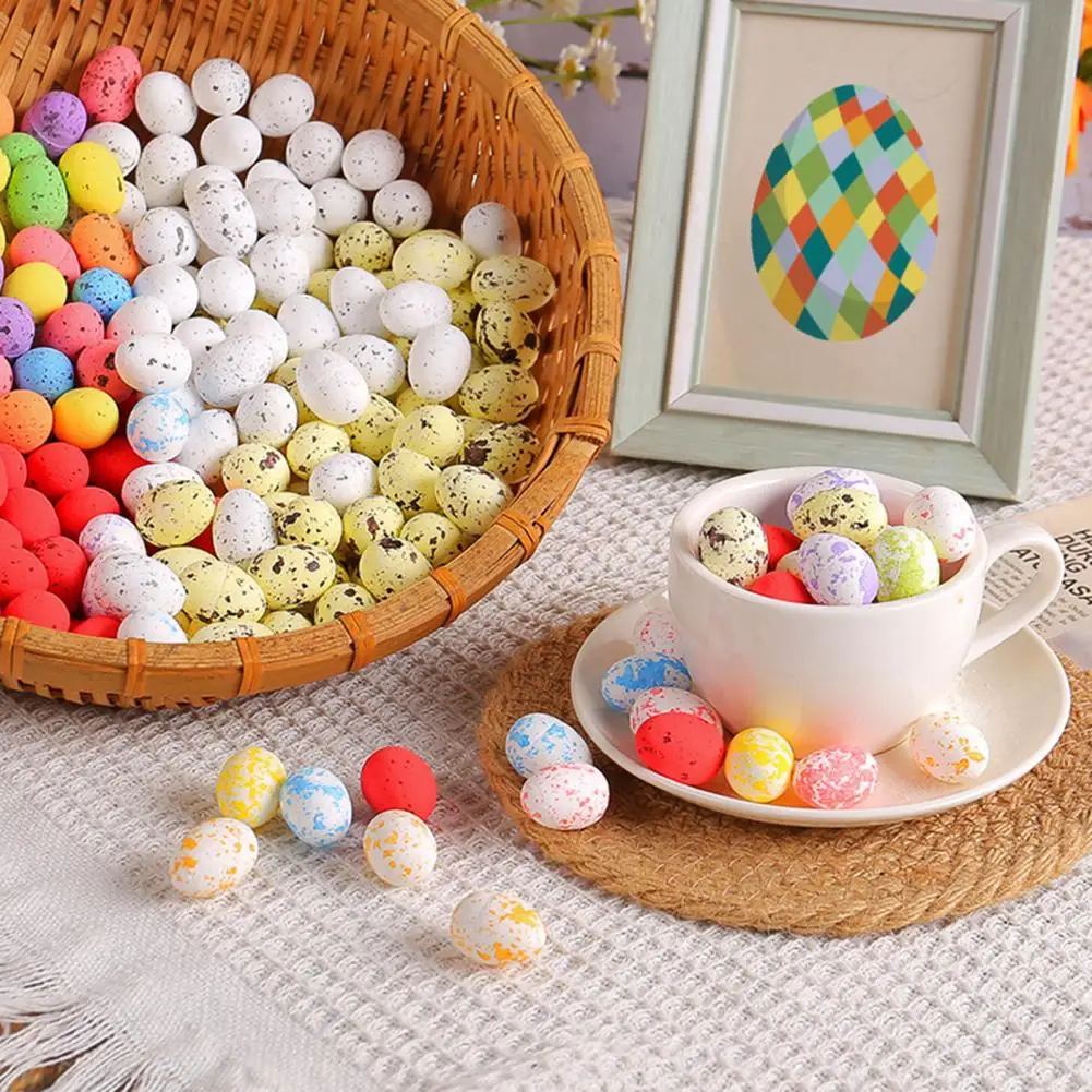 Exquisite Easter Eggs 50pcs Colorful Foam Artificial Easter Eggs for Diy Crafts Home Decorations Spotted Surface for Easter