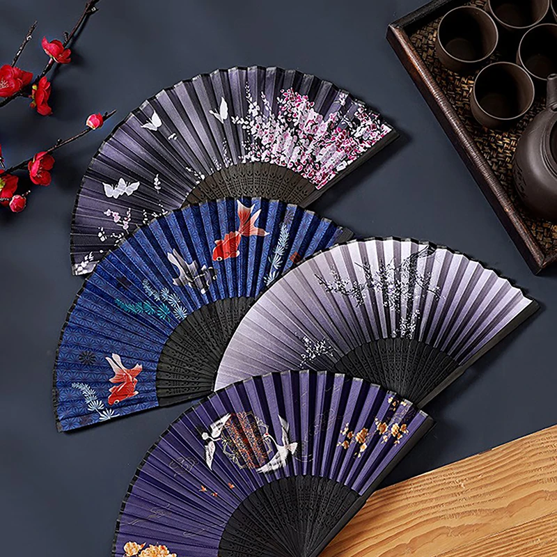 Vintage-Stil Seide Falt fächer chinesische japanische Muster Kunst Handwerk Geschenk Home Dekoration Ornamente Tanz Hand Fan