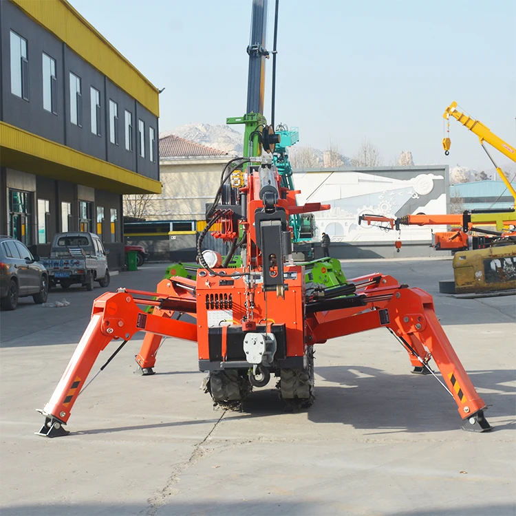 Mini Spider Crane Hydraulic Telescopic Boom 3 Ton 5 Ton Remote Control Rubber Tracks Narrow Space Indoor Construction Customized