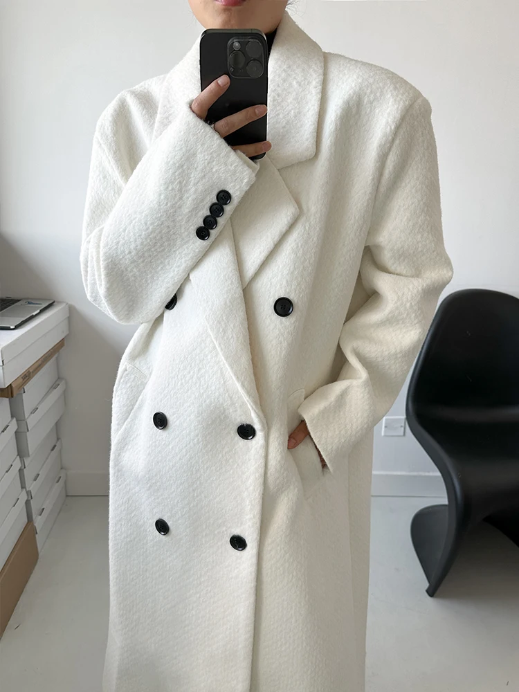 

Addictive Design Heavyweight ort Velvet Woolen Coat Long Padded oulder Loose Casual High-End Coat for Men And Women