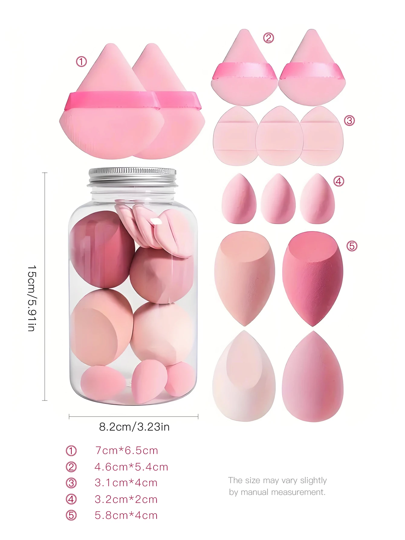 Gąbki do makijażu, miękkie i niechłonące, do stosowania na sucho i na mokro, mini blender do podkładu w płynie i pudrze, 14 sztuk/puszka