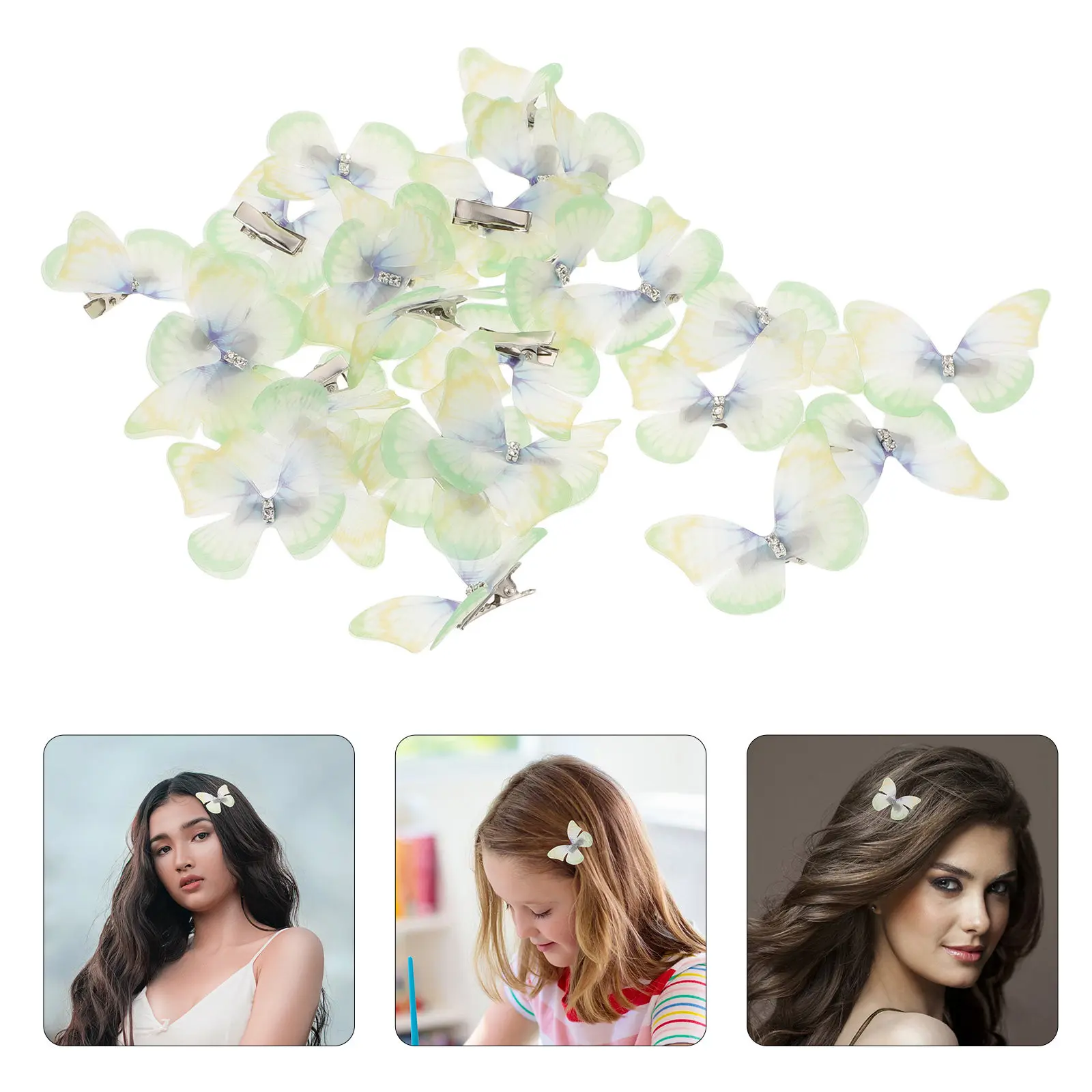 

50 шт. Нежные двойные заколки-бабочки, нескользящие зажимы-крокодилы для волос для женщин и девочек, для свадебного и праздничного стайлинга