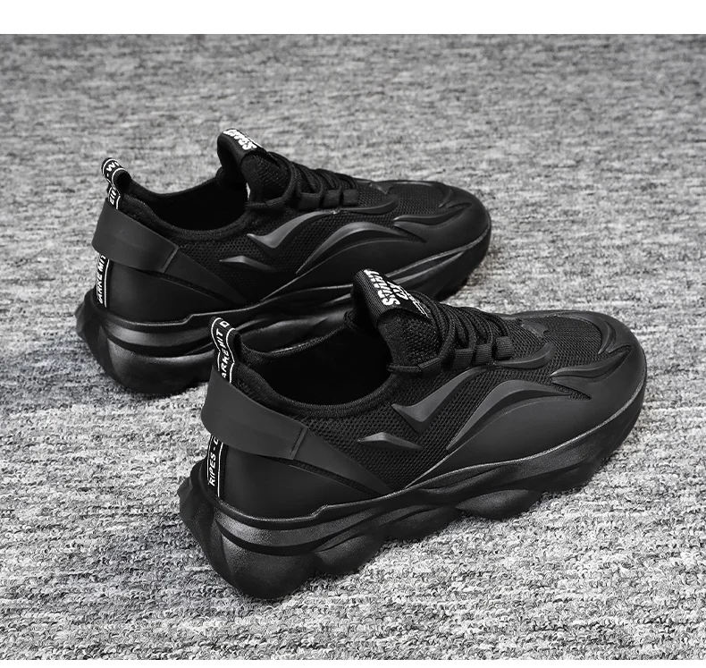 Men's Breathable Mesh Running Trainers With Durable Thick Sole_voghion.com