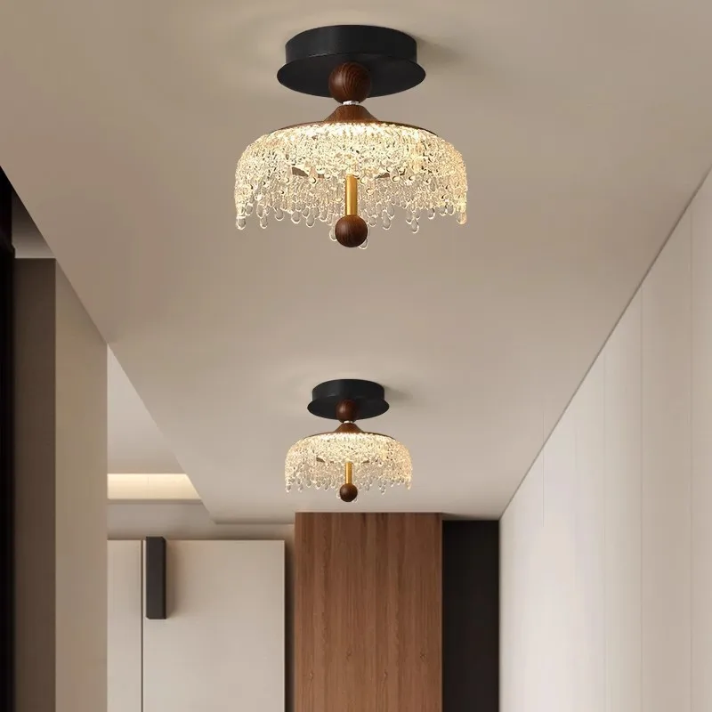 Vintage restaurant chandelier water drop, walnut corridor light, full-spectrum vintage style bar counter, entrance