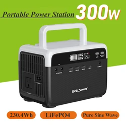 300W Portable Power Station 230.4Wh solar generetor lithium ion battery sine wave AC Outlet Outdoor Emergency Mobile Power Bank