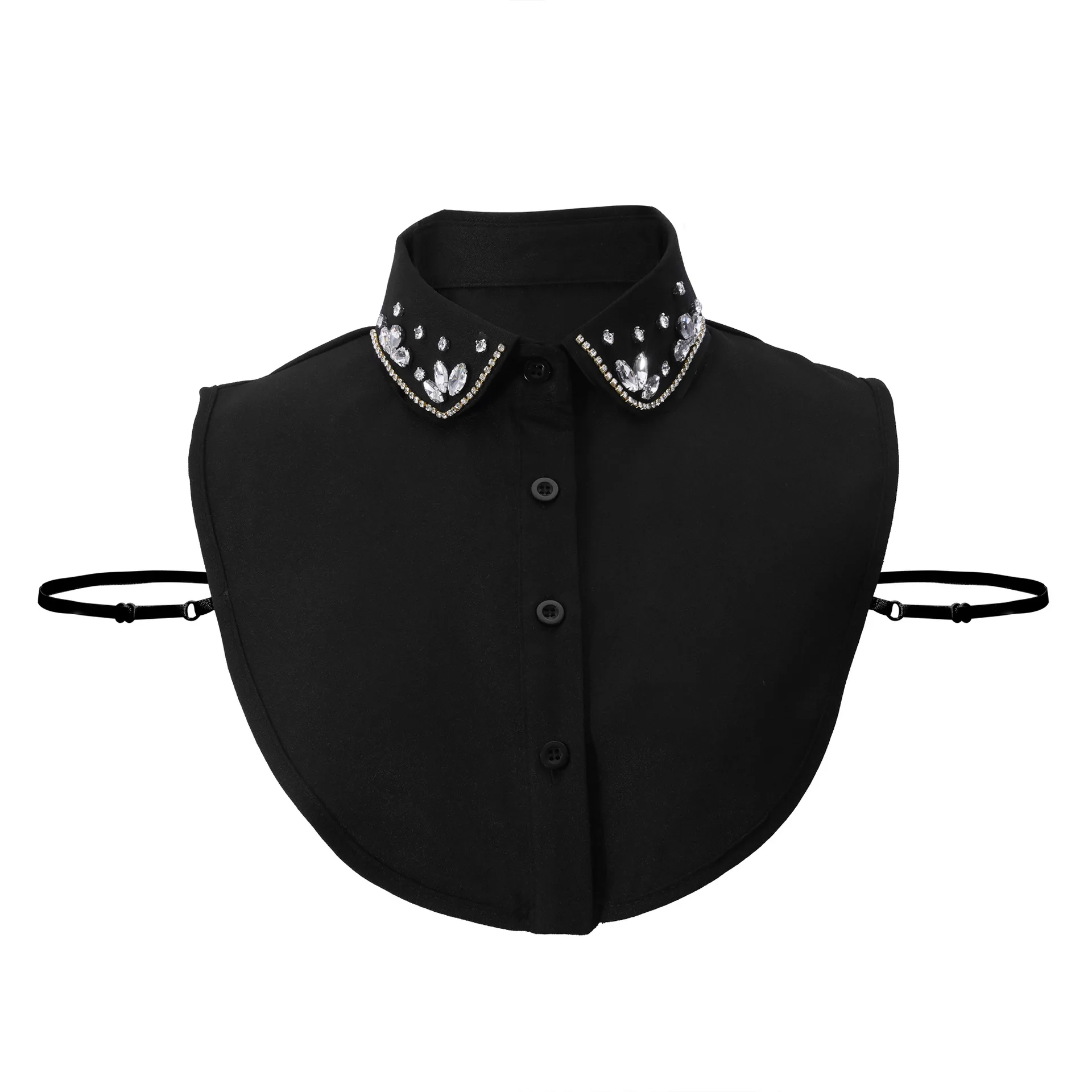 

Spring and Summer Rhinestone Beads Fake Collar Women's Shirt Versatile Chiffon Pointed Collar Women's Fake Collar Shirt Collar
