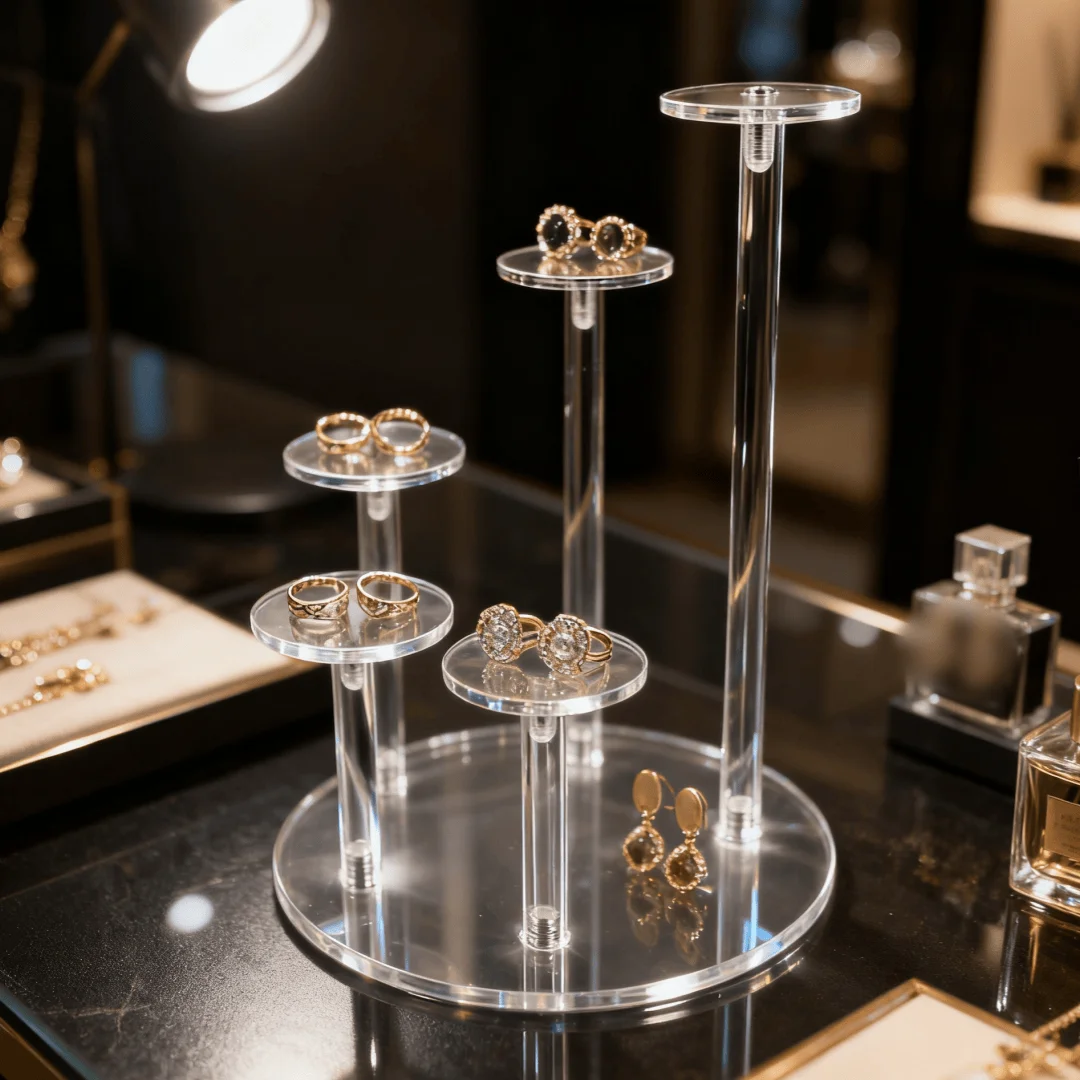 A Set Of 5 Heads Acrylic Display Stand, Used For Placing Jewelry, Collectibles, Multifunctional Display Stand For Accessories