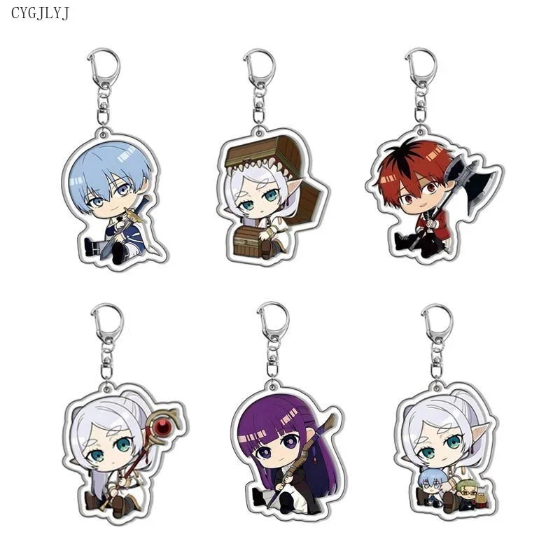 Llavero acrílico de Anime de Frieren en el Funeral, figuras de dibujos animados de Frieren Himmel, Chain Chibi Q Version Bag Charm Chaveio Cosplay