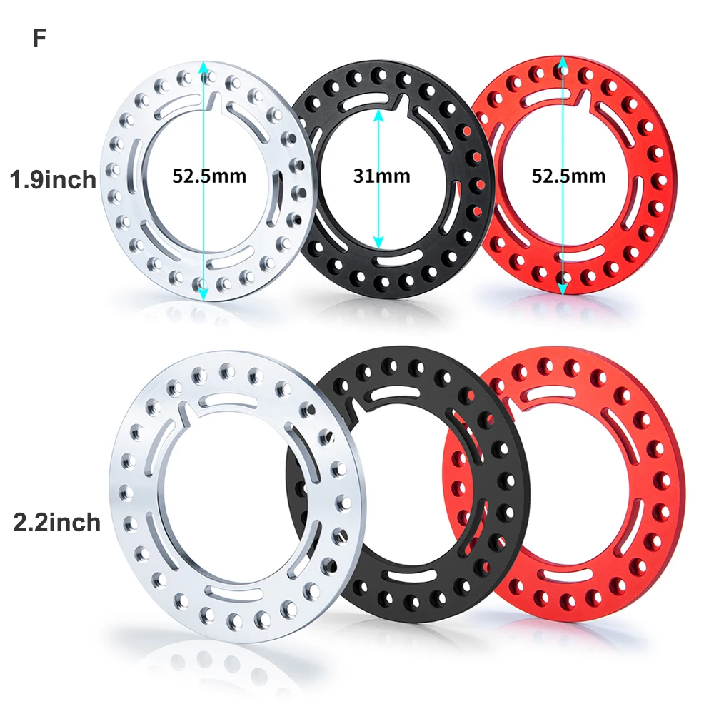 AXSPEED 4Pcs Aluminum Alloy Replacement Wheels Rings for Axial SCX10 Wraith TRX-4 1/10 RC Car 1.9 inch 2.2 inch Wheel Rims Parts