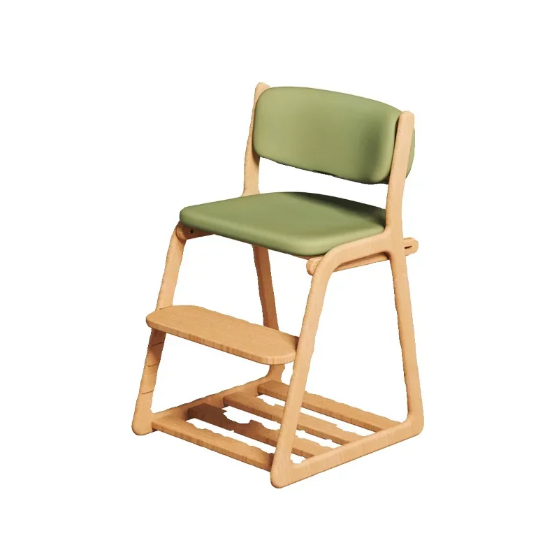 Children's study chair, all solid wood liftable simple height adjustment baby dining chair, multi-functional writing seat