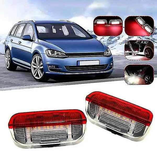 4pcs 100% Brand New Red Shell White Light Color Temperature 5500 - 6000K 3W Door Welcome Light for Passat B6 B7 2011 - 2016