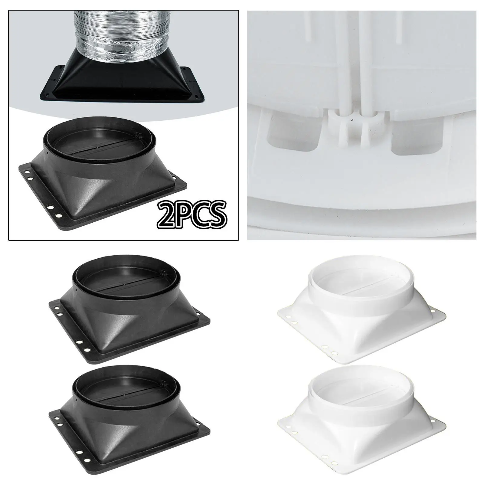 

2x Air Duct Connector Flange Panel Dryer Vent Plate Ventilation System Ventilation Adapter for Hood Ventilation Pipe Wall