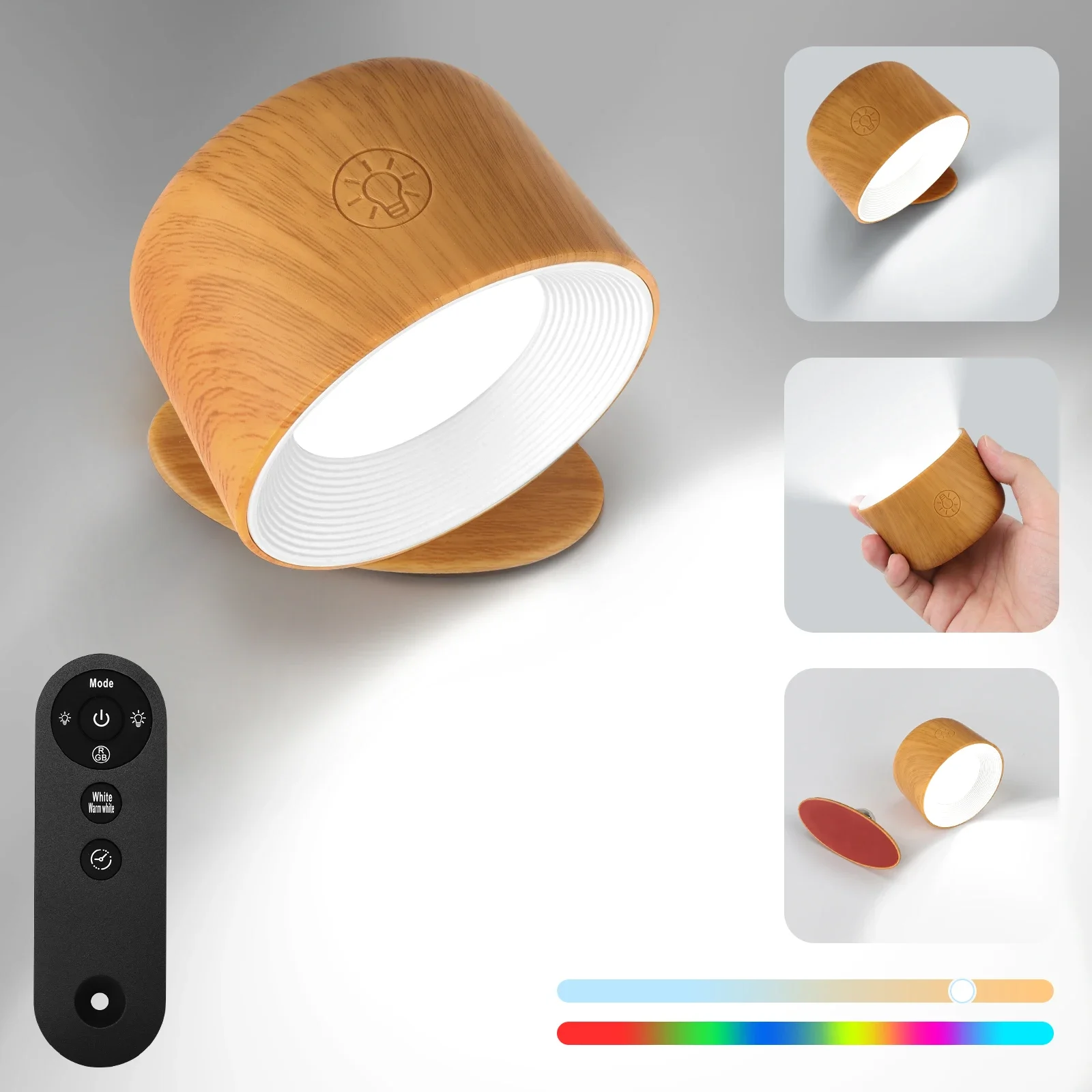 

Magnetic wall lamp, 360 degree rotatable night light, remote control desk lamp, bedside lamp, touch adjustable color change, tim